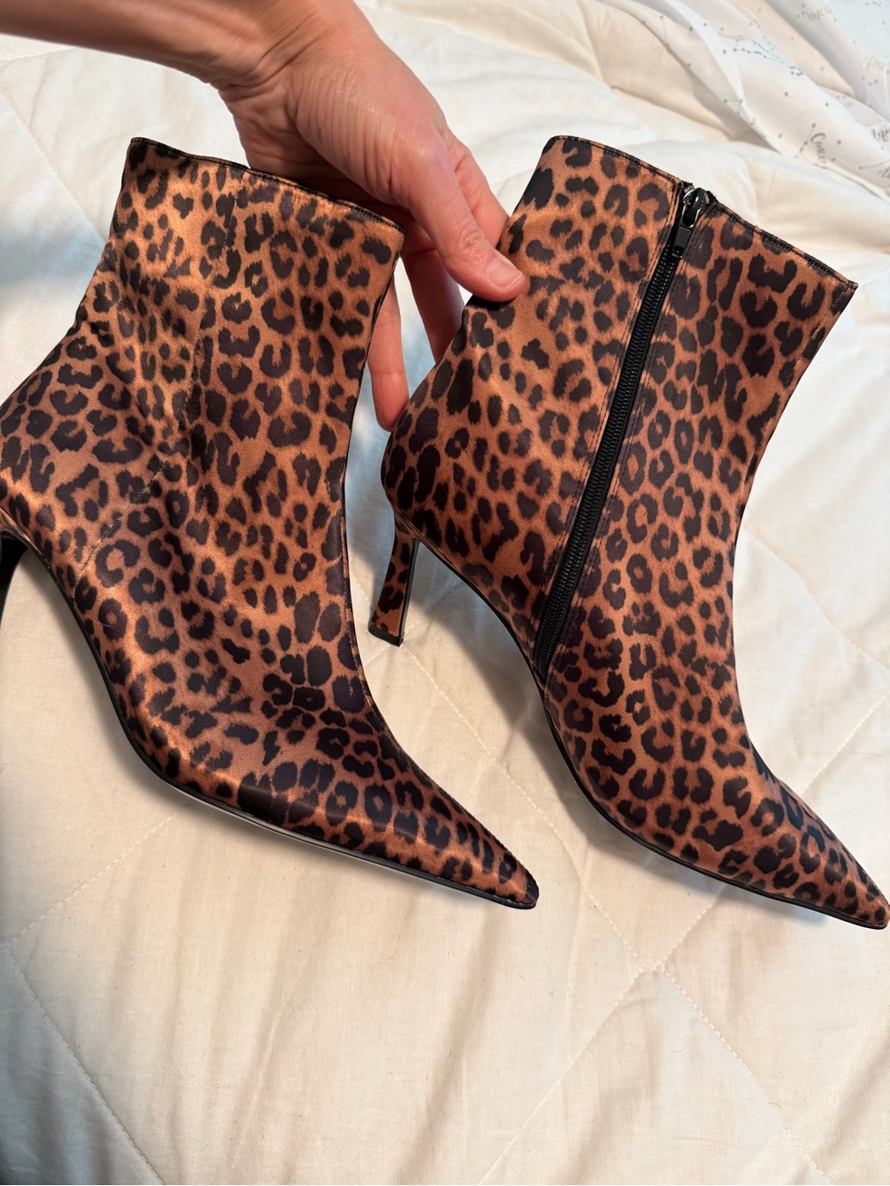 Steve Madden Leopard Print Pointed Toe Ankle Boots - Brown/Black